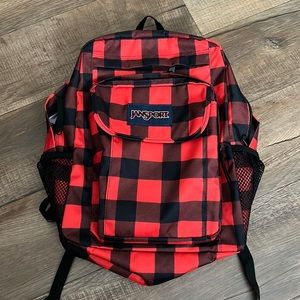 Jansport Buffalo Check Union Pack Flannel Back Pack Red